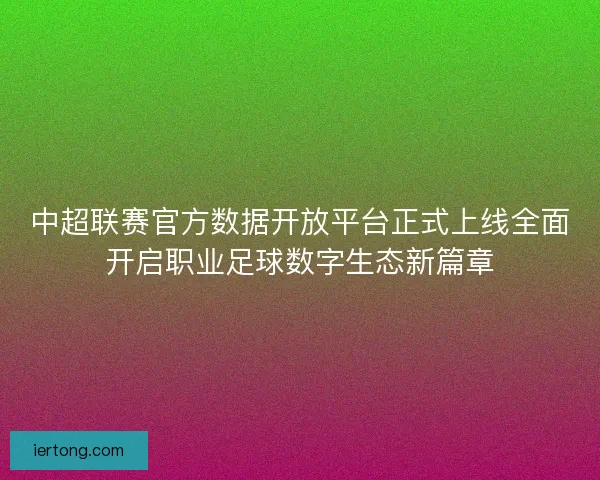 中超联赛官方数据开放平台正式上线全面开启职业足球数字生态新篇章